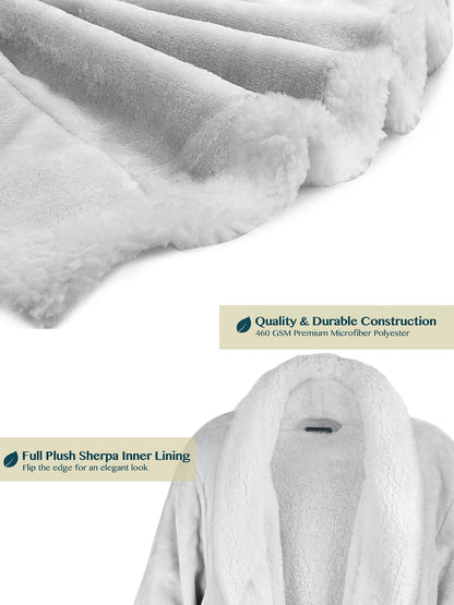 Premium Womens Sherpa Fleece Robe | Luxurious Soft, Warm, Plush Bathrobe