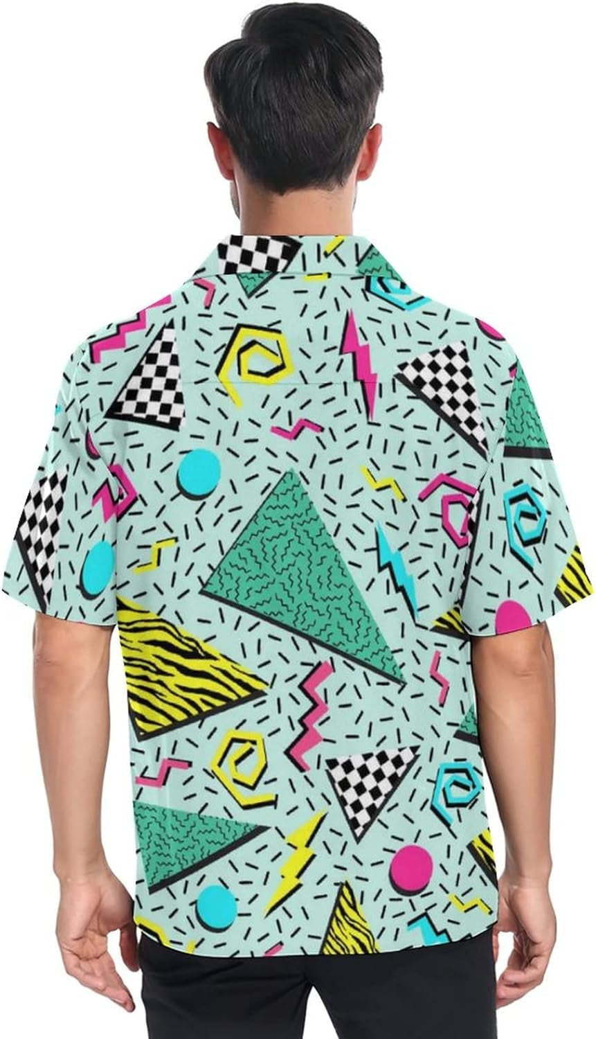 Mens 80S Shirts 90S Hawaiian Shirt for Men Funky Shirt Retro 8090S Party Shirt Short Sleeve Button up Shirt