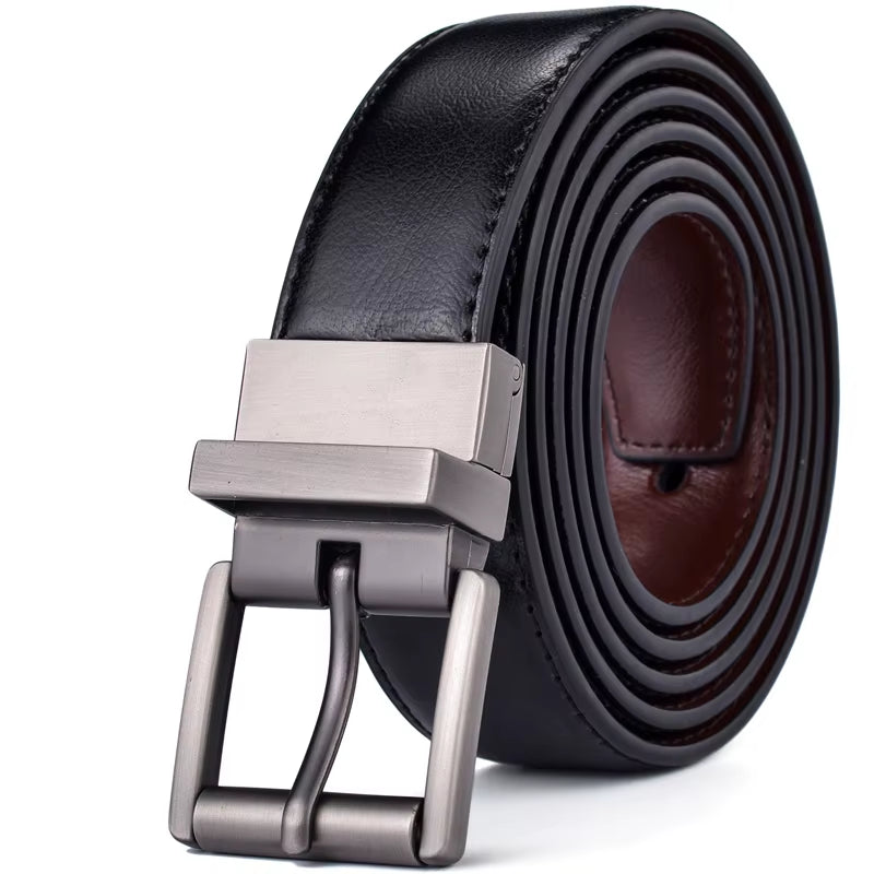 1Pcs Mens Reversible Leather Dress Casual Belts for Men 2.8Cm Wide One Reverse for 2 Colors