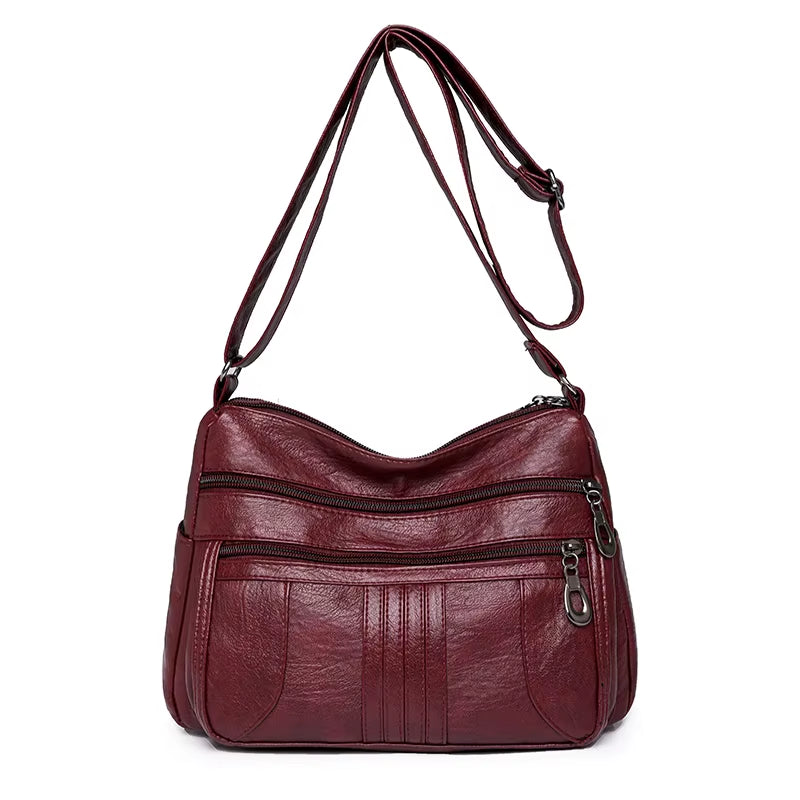 Multiple Pockets Soft Leather Hand Bags for Women Luxury Handbags Women Bags Designer Shoulder Crossbody Bags with Free Shipping