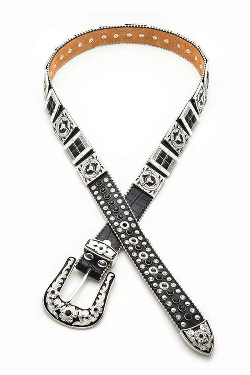 Long Horn Concho Crystal Western Belt