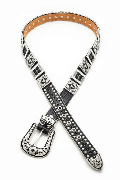 Long Horn Concho Crystal Western Belt