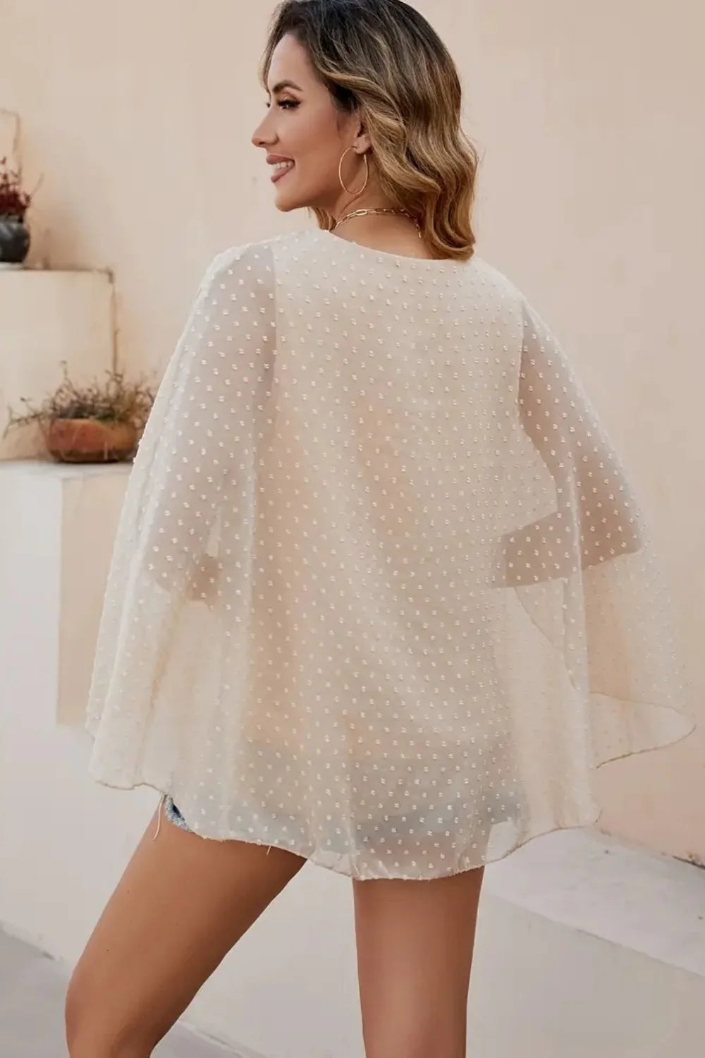 Swiss Dot round Neck Blouse