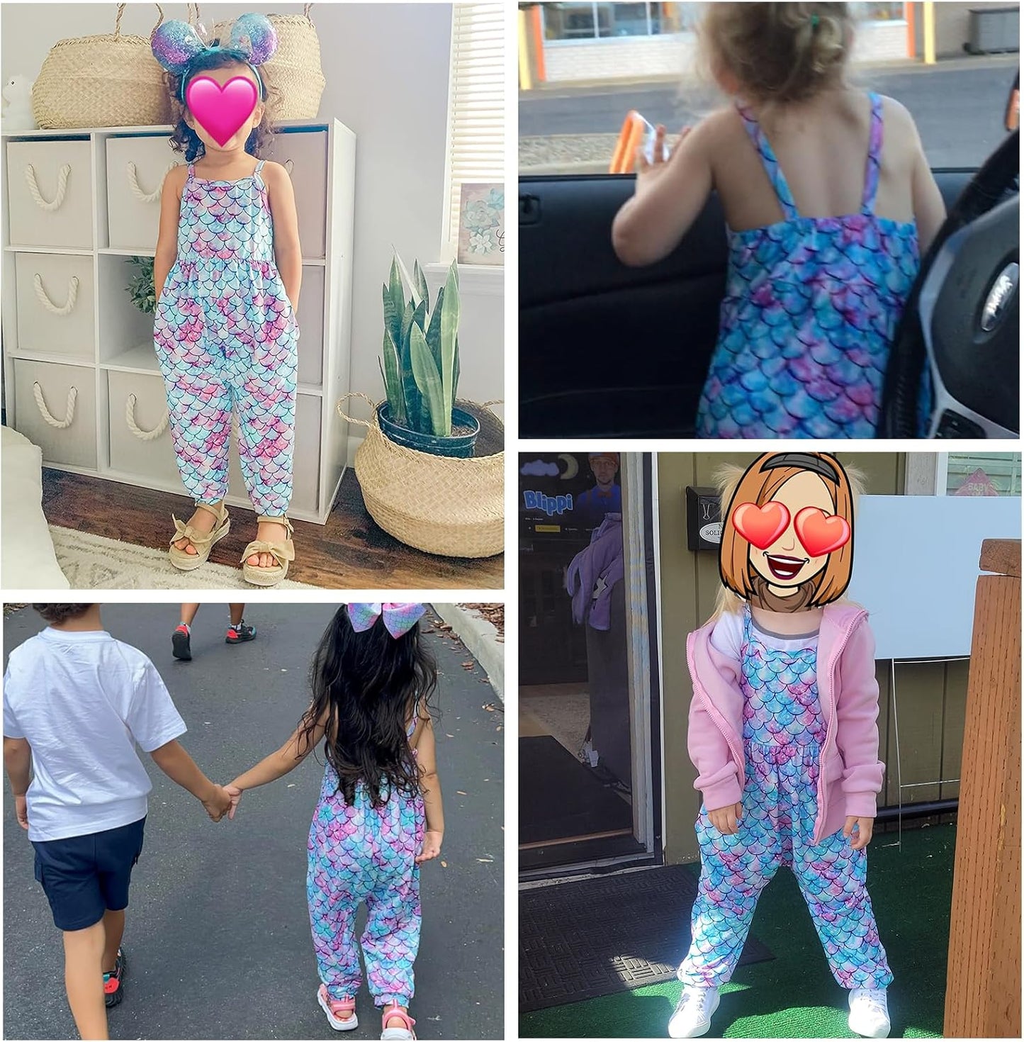 Baby Toddler Girl Cute Strap Jumpsuit One-Piece Romper with Pockets 1-8 Years