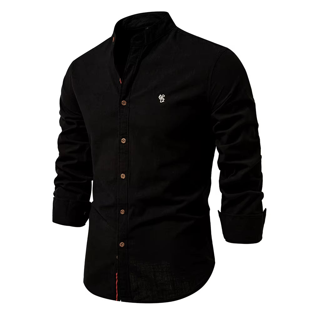 New Spring Cotton Social Shirt Men Solid Color High Quality Long Sleeve Shirt for Men Lapel Casual Social Men'S Shirts