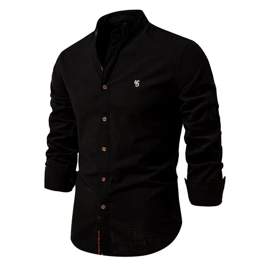 New Spring Cotton Social Shirt Men Solid Color High Quality Long Sleeve Shirt for Men Lapel Casual Social Men'S Shirts