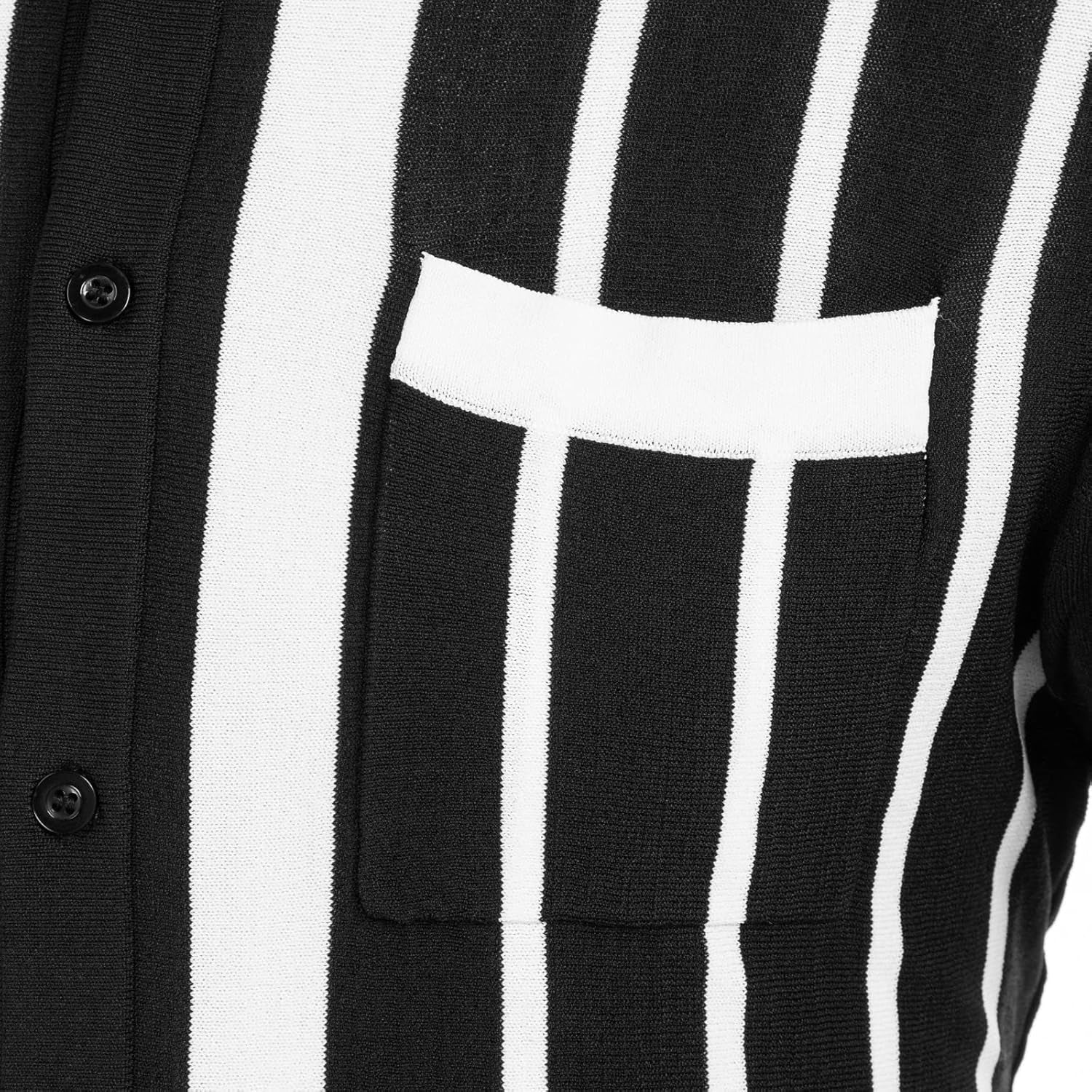 Mens Polo Shirts Vintage Striped Button down Knitted Golf Shirts