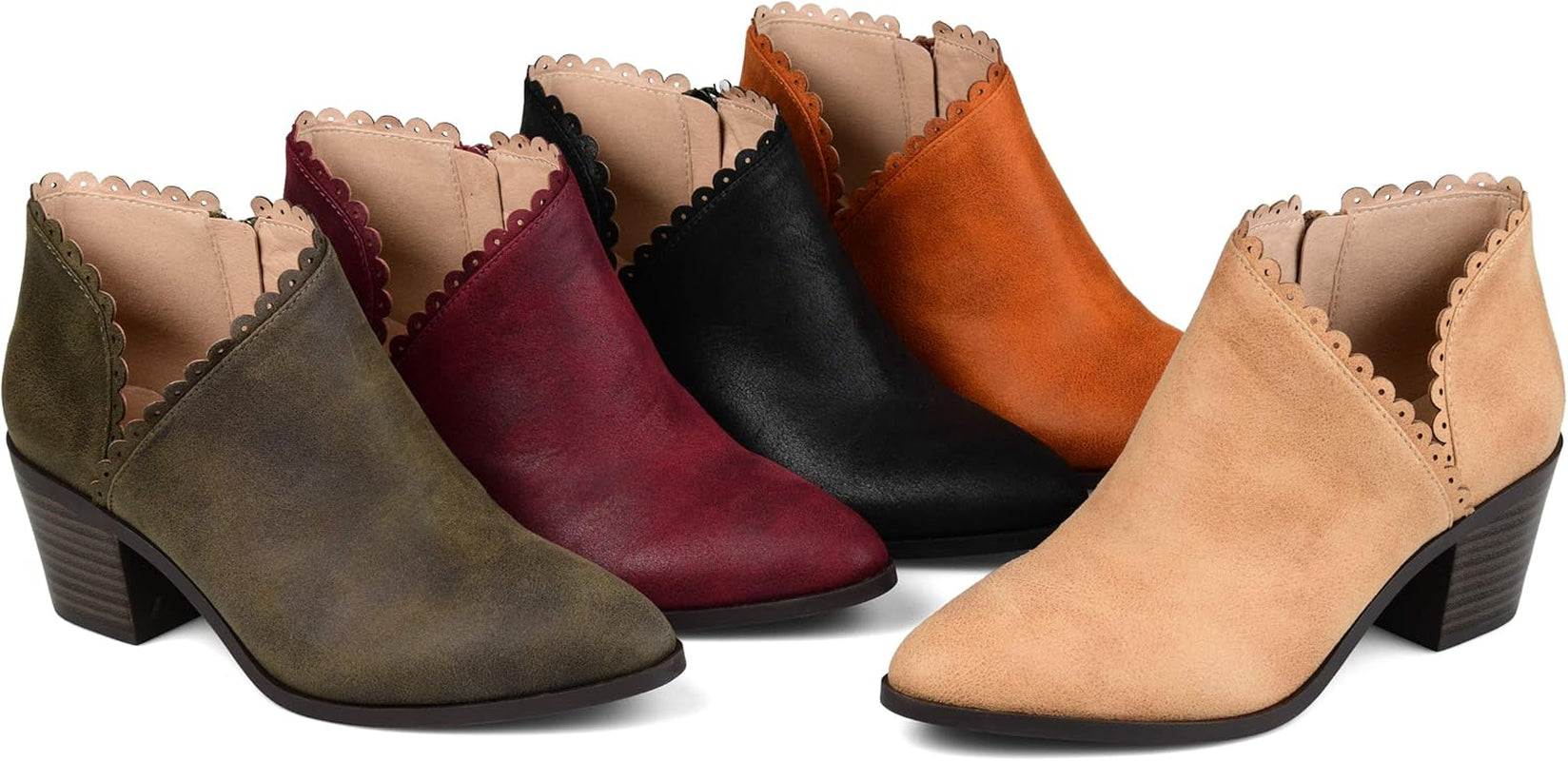 . Womens Scalloped Side Cut-Out Bootie Wine, 10 Womens US