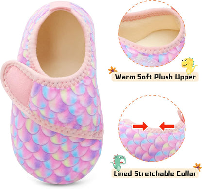 Toddler Warm Winter House Slippers Baby Boys Girls Indoor Home Slippers Cozy Lightweight Non-Slip Shoes for Infant Kids Plush Linned
