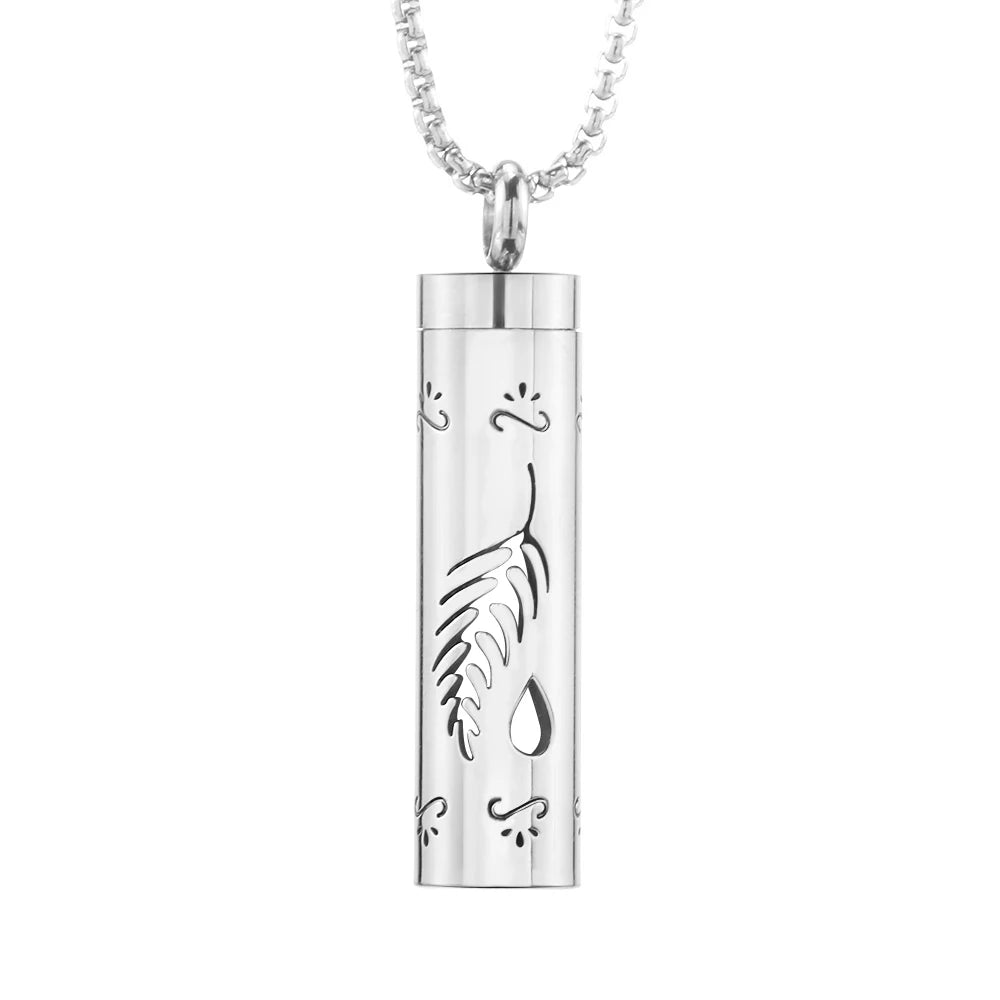 Geometric Style Aromatherapy Essential Oil Pendant Lockets Perfume Storage Diffuser Necklace 316L Stainless Steel Jewelry Gift