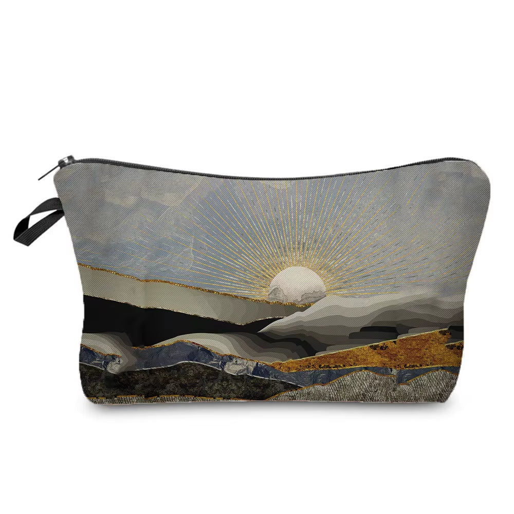 Landscape Painting Makeup Bag Polyester Cosmetic Bag Women'S Necessaire Pouch with Zipper Shaver Kit Bags Luxury Man Travel Bag