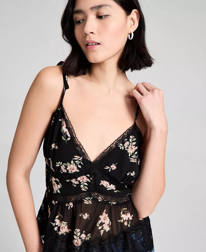 Women'S Lace-Trim Floral Print Sleeveless Top, Exclusively at Macy'S