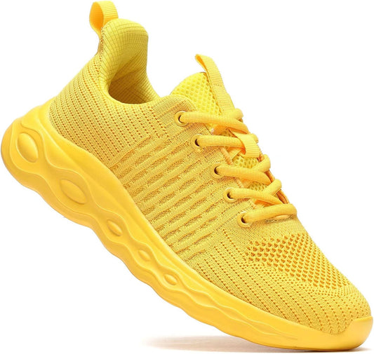 Women'S Running Shoes Walking Tennis Sneakers Ladies Work Casual Comfor Lightweight Non-Slip Gym Trainers Yellow