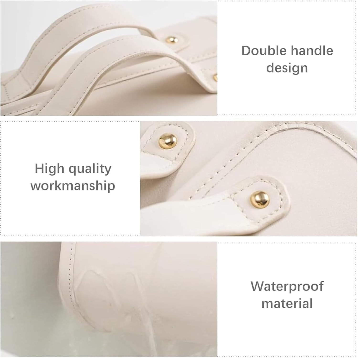 Leather Waterproof Cosmetic Bag, Leather Cosmetic Bag, Leather Waterproof Cosmetic Bag Detachable 4 in 1, Leather Waterproof Rollup Cosmetic Bag with 4 Detachable Clear Compartment-Brown