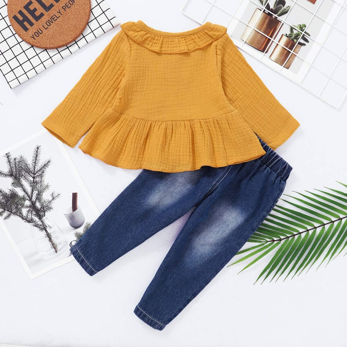 Baby Girl Clothes Toddler Girl Jeans Outfits Ruffle Shirt Denim Pants Girls Clothing Set Fall Winter Outfit