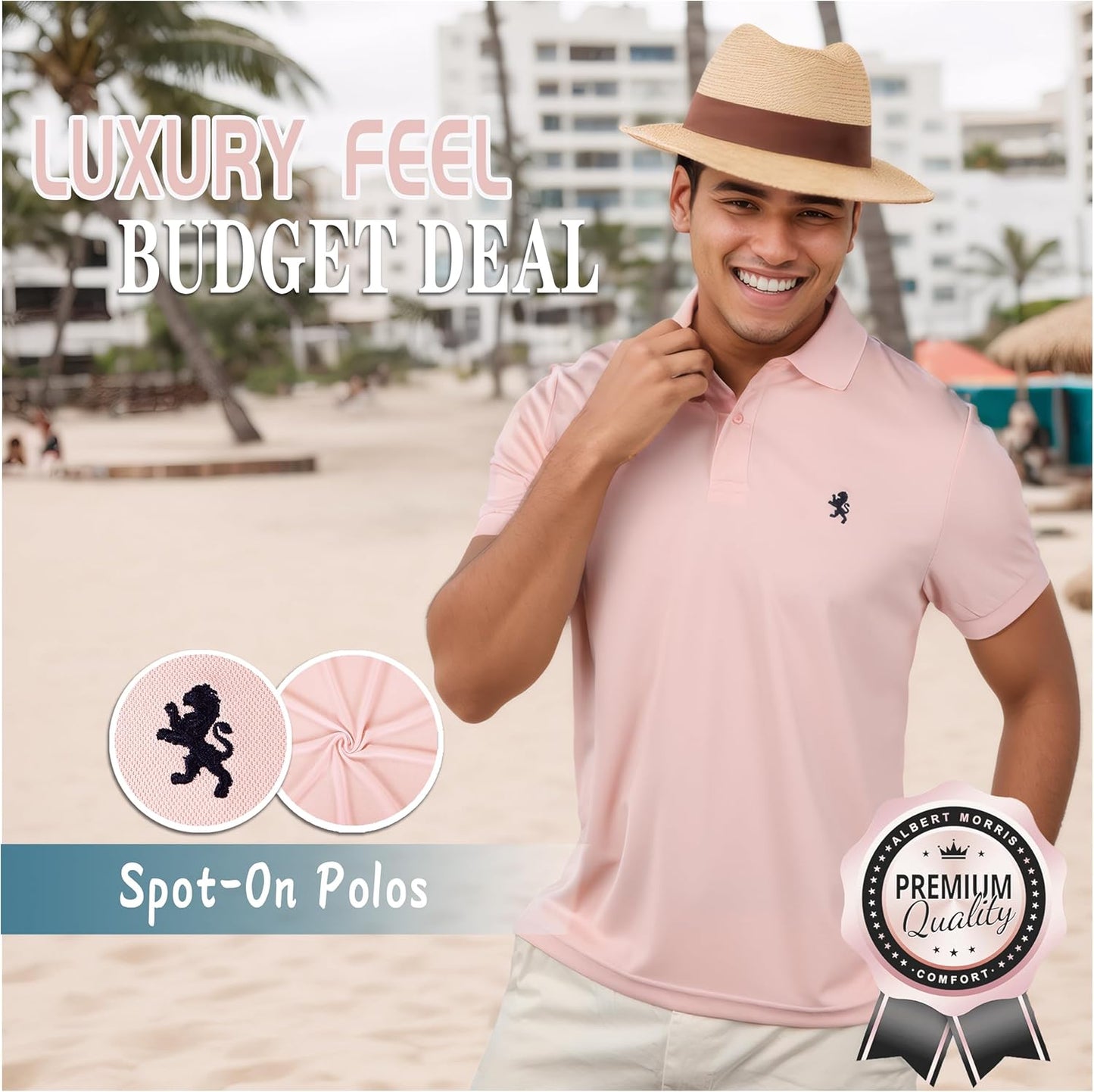 Mens Striped Short Sleeve Polo Shirts 4 Pack