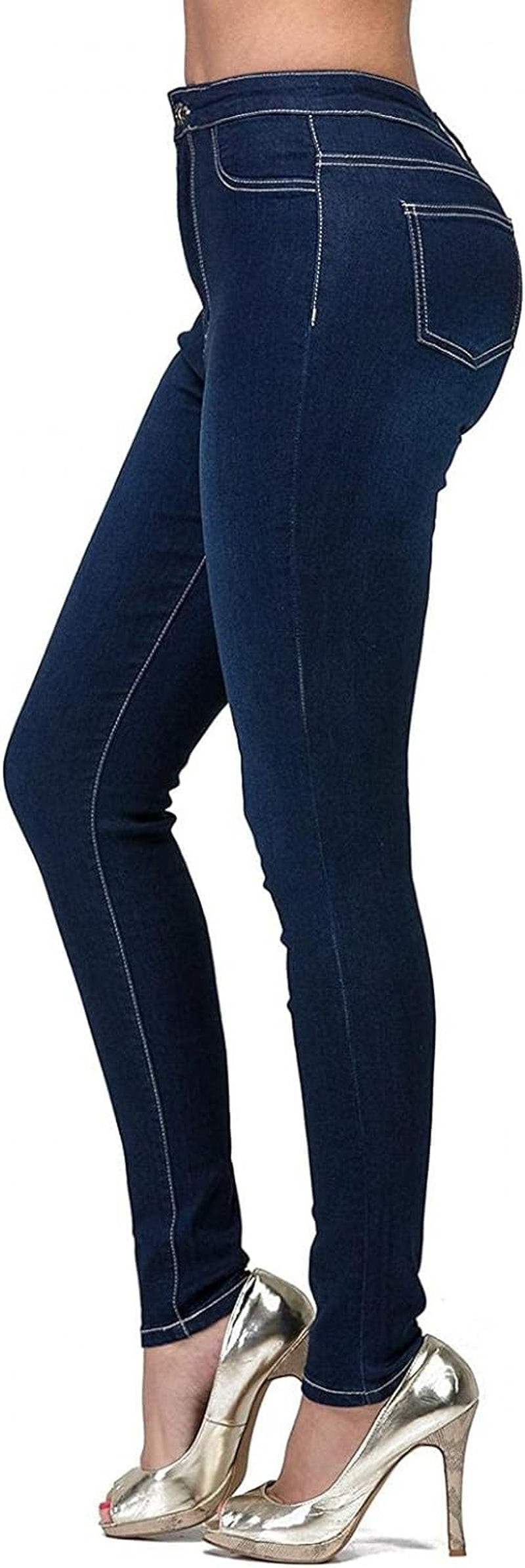 WUAI Womens High Waist Stretch Jeggings with Pockets Pull-On Stretchy Leggings Slim Fit Skinny Jeans Pencil Denim Pants