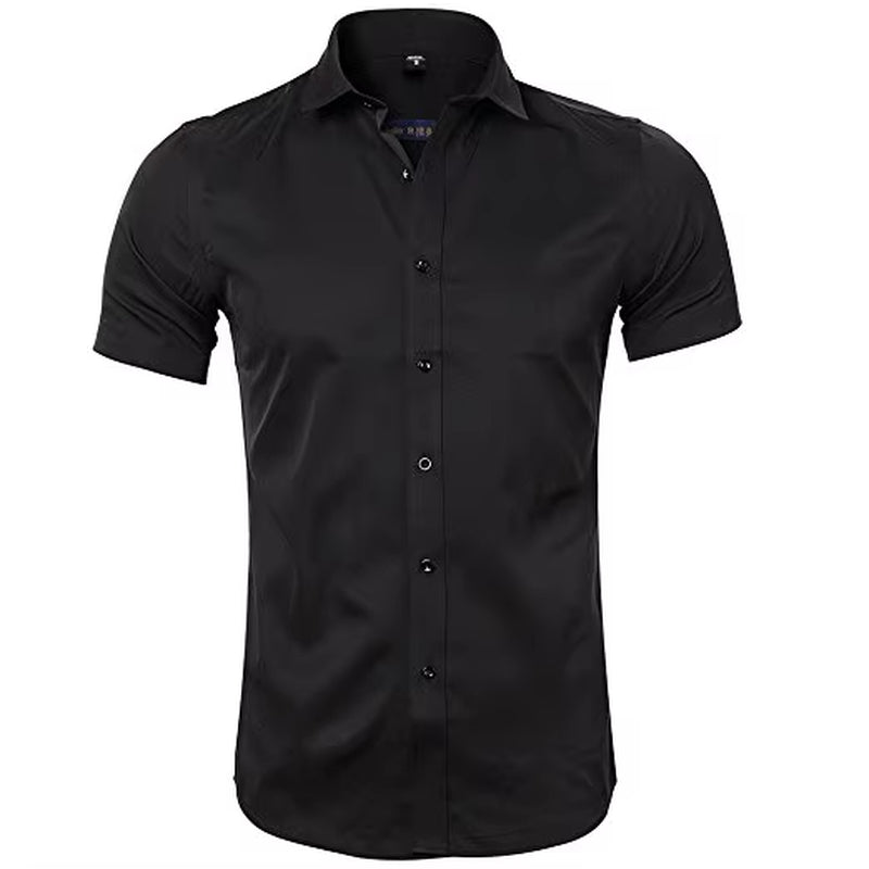 Men'S Purple Bamboo Fiber Dress Shirts Brand Long Sleeve Shirt Solid Slim Fit Casual Formal Non Iron Work Shirt Camisa Masculina