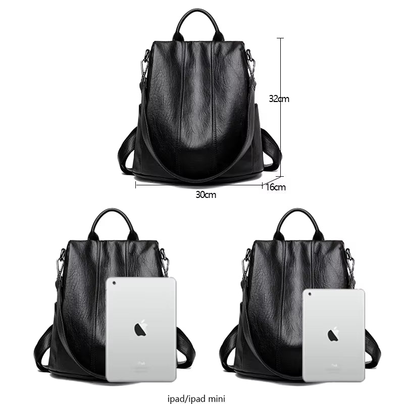 Women'S Waterproof anti Theft Leather Backpack 2024 Girls Shoulder Bags Multifunctional Large Capacity Travel Backpacks Mochilas