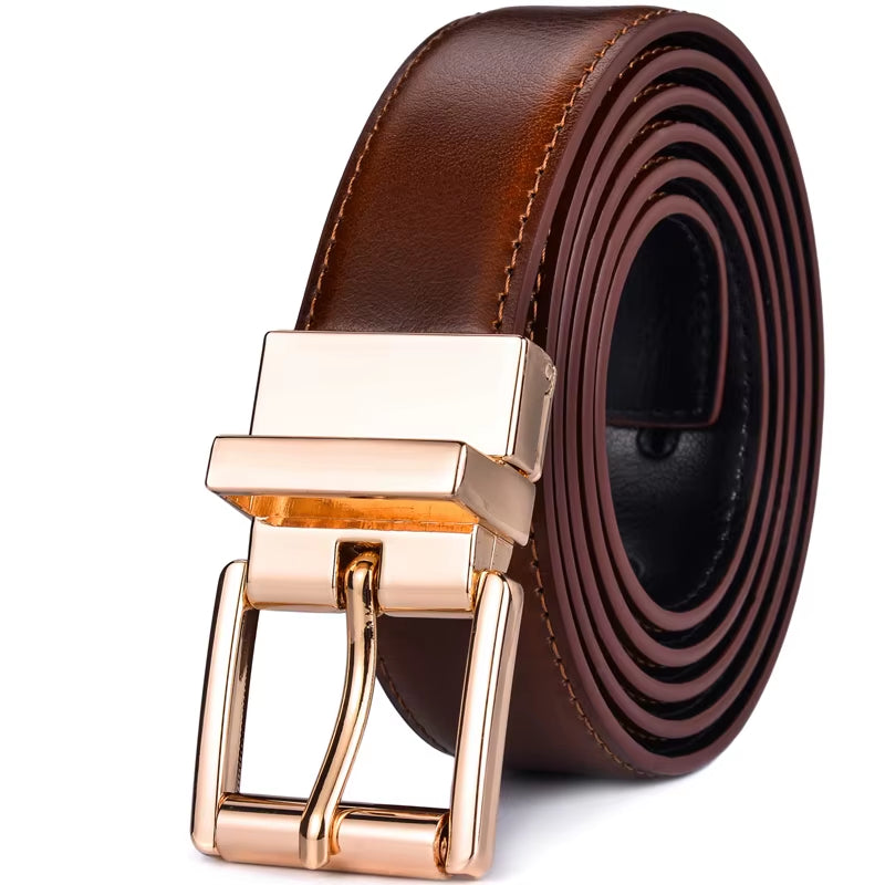 1Pcs Mens Reversible Leather Dress Casual Belts for Men 2.8Cm Wide One Reverse for 2 Colors