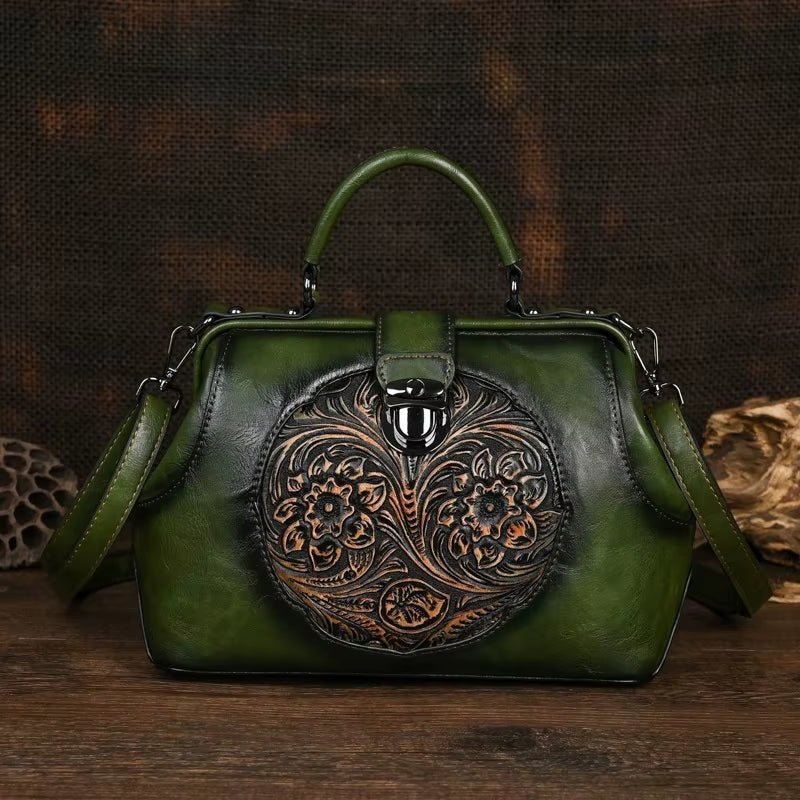 Luxury 2025 New Handmade Women Shoulder Bags Vintage Embossed Leather Woman Handbag for Ladies Backpacks Two Usage Bag