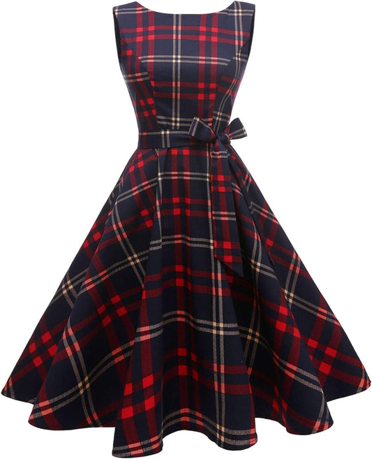 Women'S Boatneck Sleeveless Swing Vintage 1950S Cocktail Dress New