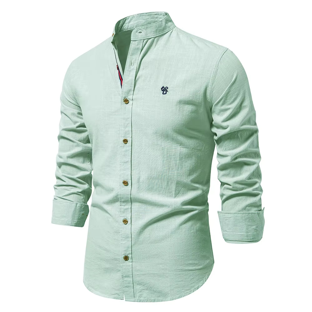 New Spring Cotton Social Shirt Men Solid Color High Quality Long Sleeve Shirt for Men Lapel Casual Social Men'S Shirts