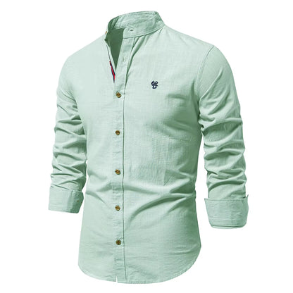 New Spring Cotton Social Shirt Men Solid Color High Quality Long Sleeve Shirt for Men Lapel Casual Social Men'S Shirts