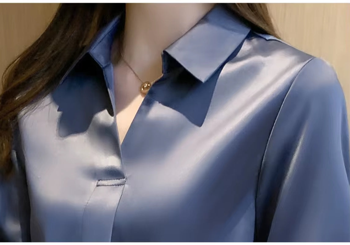 Long Sleeve Blouse Women Blusas Mujer De Moda 2024 Chiffon Blouse Shirt Turn down Collar Office Blouse Women Tops Blusa E235