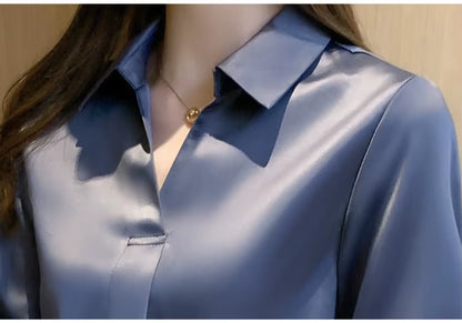 Long Sleeve Blouse Women Blusas Mujer De Moda 2024 Chiffon Blouse Shirt Turn down Collar Office Blouse Women Tops Blusa E235