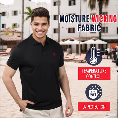 Mens Striped Short Sleeve Polo Shirts 4 Pack