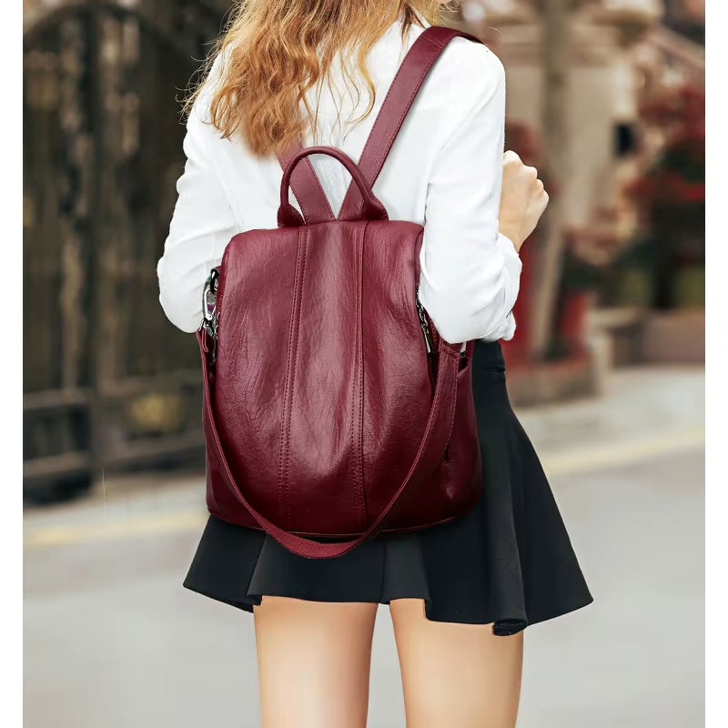 Women'S Waterproof anti Theft Leather Backpack 2024 Girls Shoulder Bags Multifunctional Large Capacity Travel Backpacks Mochilas