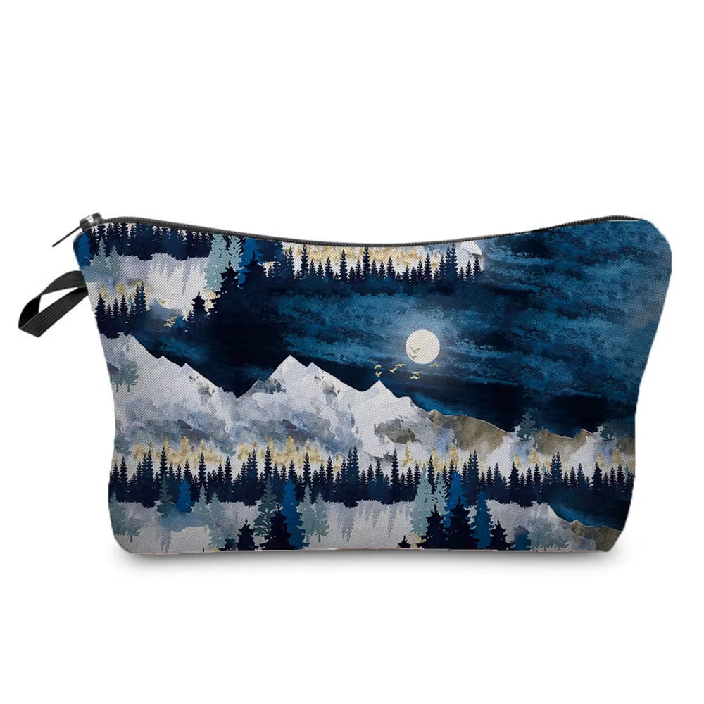 Landscape Painting Makeup Bag Polyester Cosmetic Bag Women'S Necessaire Pouch with Zipper Shaver Kit Bags Luxury Man Travel Bag
