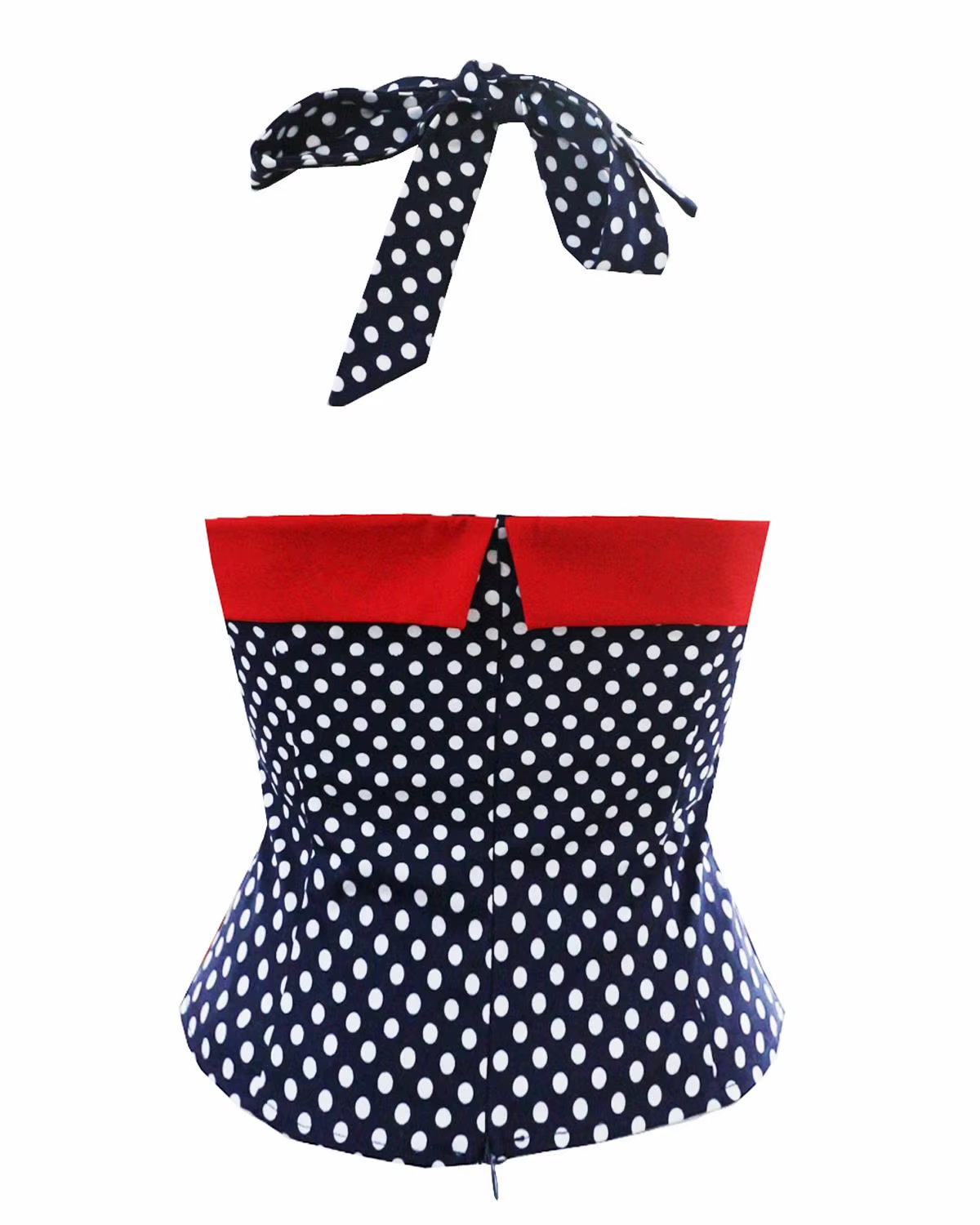 50S 60S Halter Top Retro Woman Polka Dot Vintage Halterneck Slim Fit Button Shirt Cropped Shirts Pinup Clothing