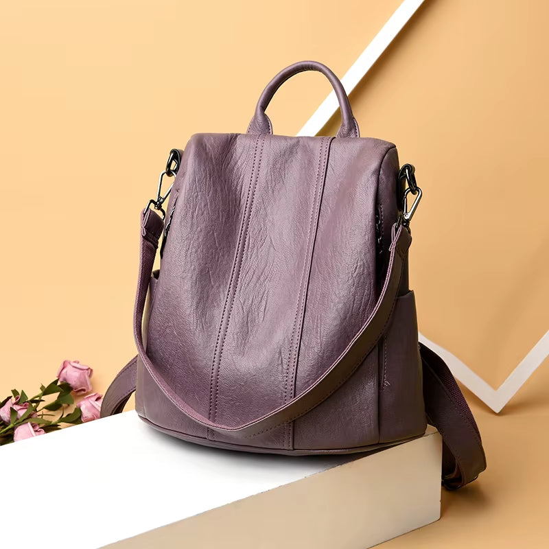 Women'S Waterproof anti Theft Leather Backpack 2024 Girls Shoulder Bags Multifunctional Large Capacity Travel Backpacks Mochilas