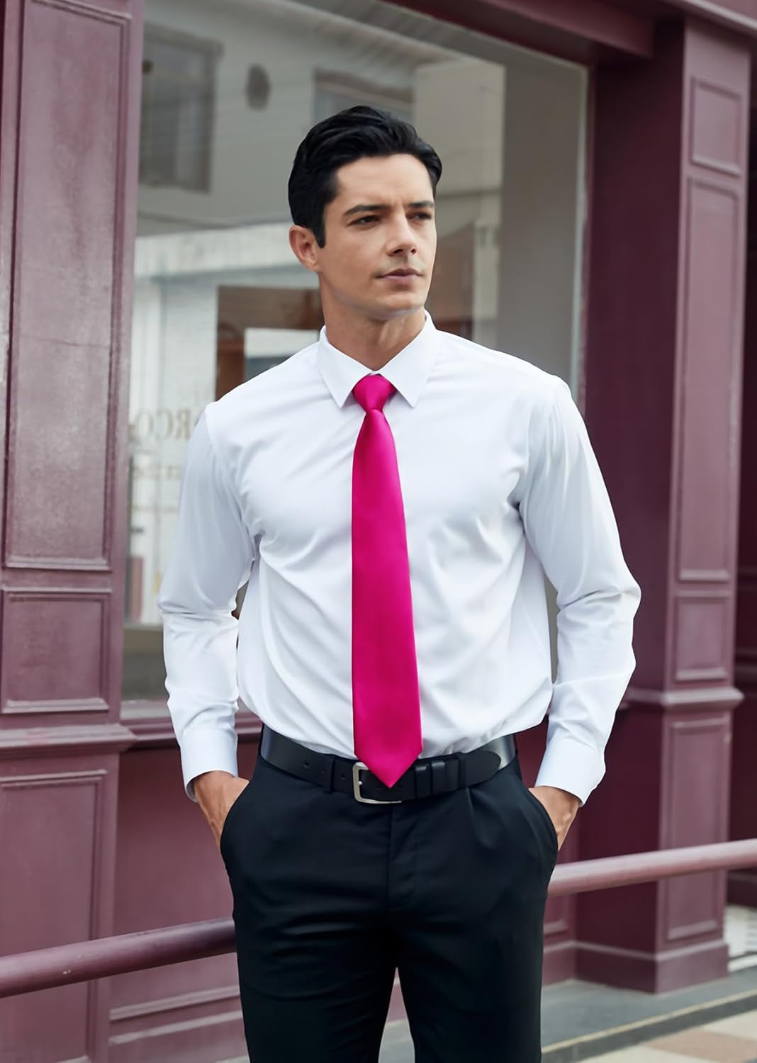Mens Solid Color Ties Formal Satin Necktie and Pocket Square Set Classic Wedding Business Tie & Handkerchief