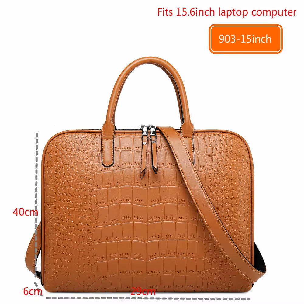 Fashion Women Leather Laptop Briefcases Office Lady Handbags for Woman Business Leather Handbag Notebook Computer Shoulder Bags