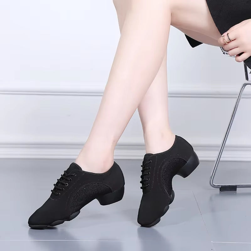 Durable Skidproof Ballroom Dancing Dance Sneakers for Men Women Sport Lightweight Students Girls Boys Training Jazz Street Shoes