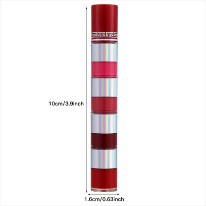 4 In1 Matte Lipstick Kit Combo Strip Velvet Sexy Red Lip Tint Non-Stick Cup Lip Gloss Lip Oil Makeup Lips Cosmetic Set Wholesale