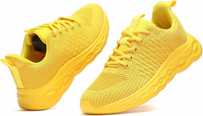 Women'S Running Shoes Walking Tennis Sneakers Ladies Work Casual Comfor Lightweight Non-Slip Gym Trainers Yellow