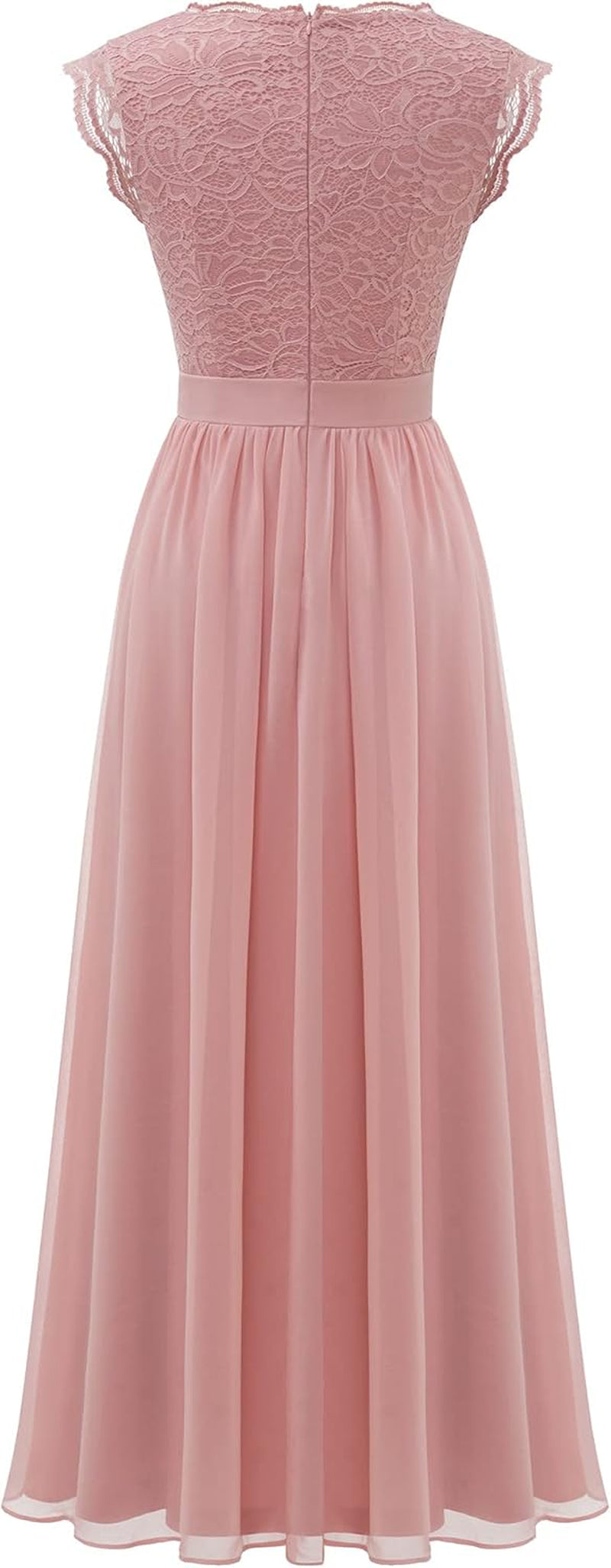 Women'S V Neck Sleeveless Lace Bridesmaid Dress Wedding Party Gown