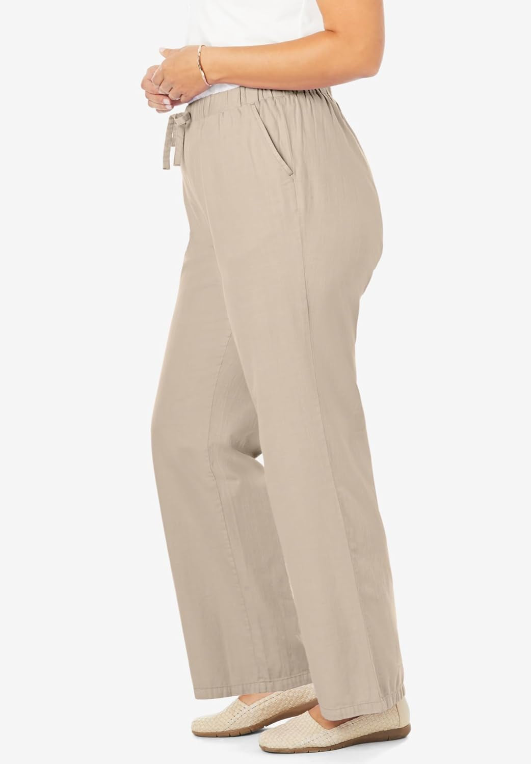 Women'S plus Size Drawstring Denim Wide-Leg Denim Pant