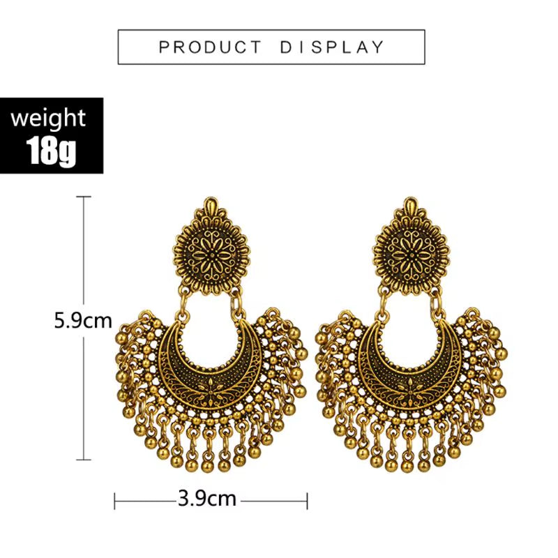 Women Earrings Metal Tassel Jhumka Indian Ethnic Bollywood Dangle Earrings Fashion Jewelry Accessories
