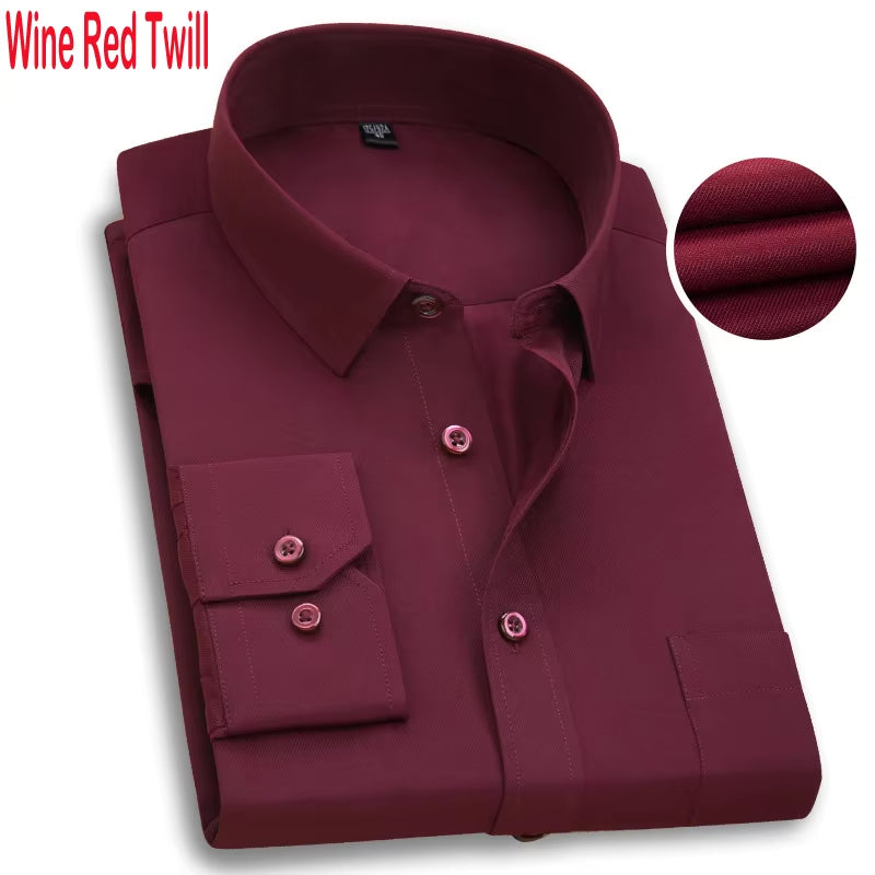 Men'S Top Quality Dress Shirts 2023 Fashion New Slim Fit Long Sleeve Shirt Men Black White Formal Button up Shirt Chemise Homme