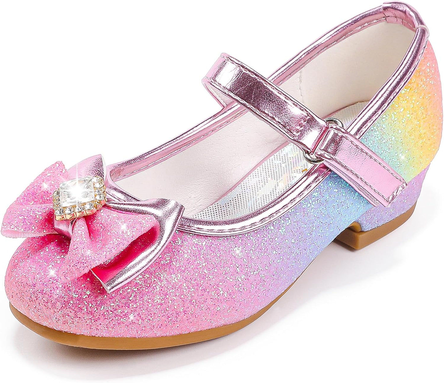 Girls Dress Shoes Mary Jane Wedding Flower Bridesmaids Heels Glitter Princess Shoes for Kids Toddler