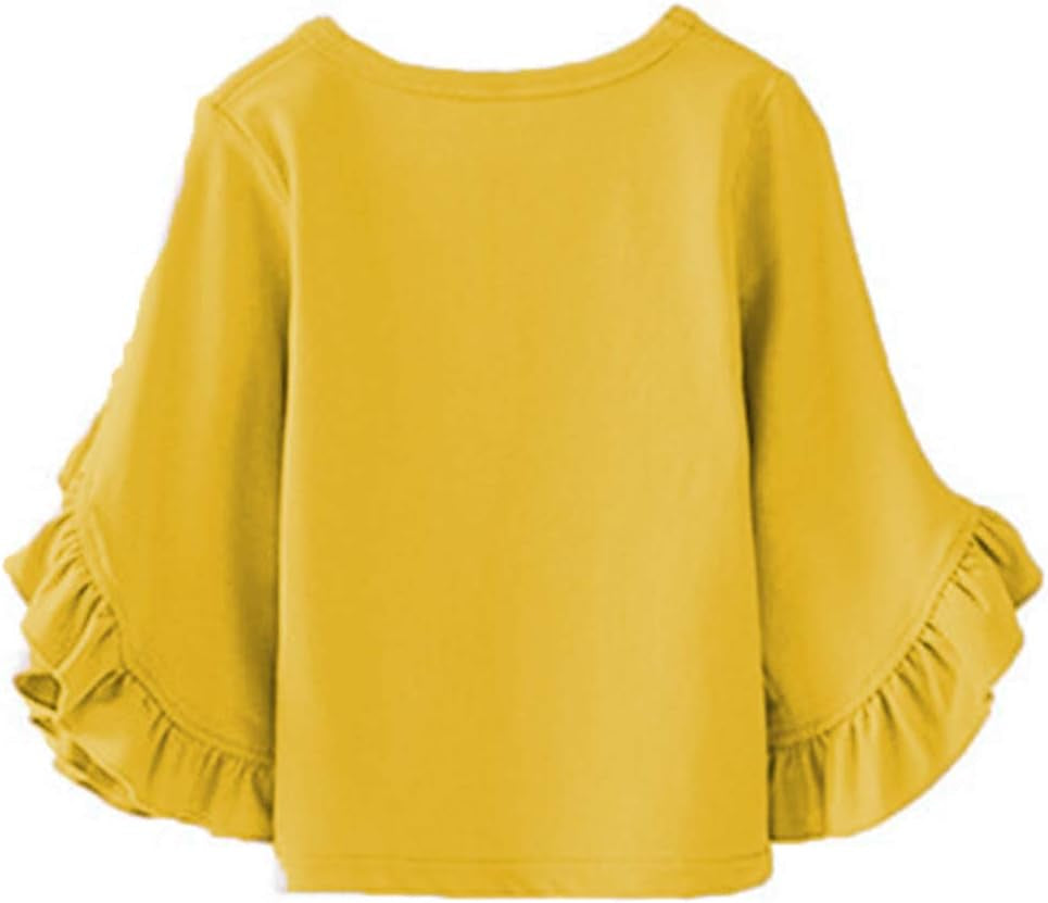 Little Girls Ruffle Bat T Shirt Autumn Princess Girl Blouses Spring Tops