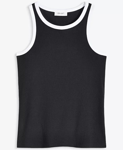 Women'S Contrast Tipped Micro Rib Tank Top, Exclusively at Macy'S