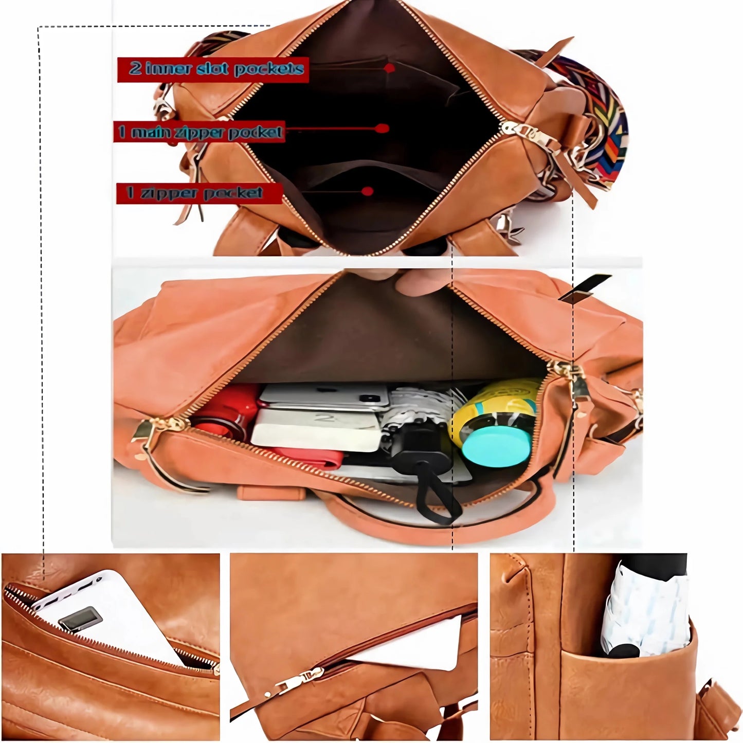Backpack Purse for Women Fashion Waterproof PU Leather School Backpack Convertible Shoulder Bags Brown