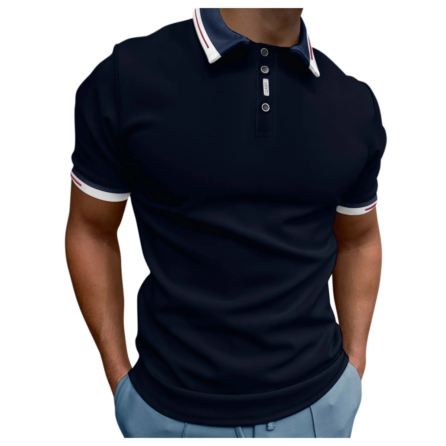 Mens Short Sleeve Polo Shirts Men'S Polo Shirt Casual Knit Short Sleeve Polo T Shirt Classic Fit Shirts(Blue,Xl)