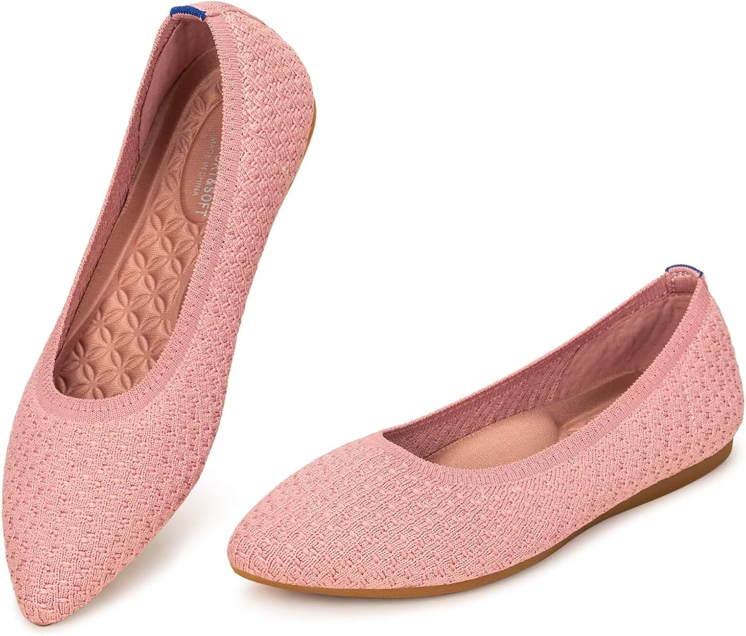 Womens Pointed Toe Flats Knit Dress Shoes Comfort Women Shoes Slip on Shoes for Woman Classic Softable Shoes Low Wedge